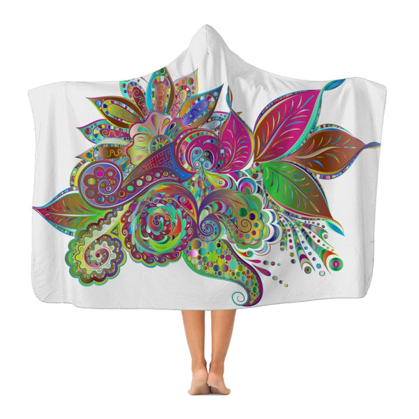 Floral Odyssey Graphic Style Classic Adult Hooded Blanket - Deals Kiosk