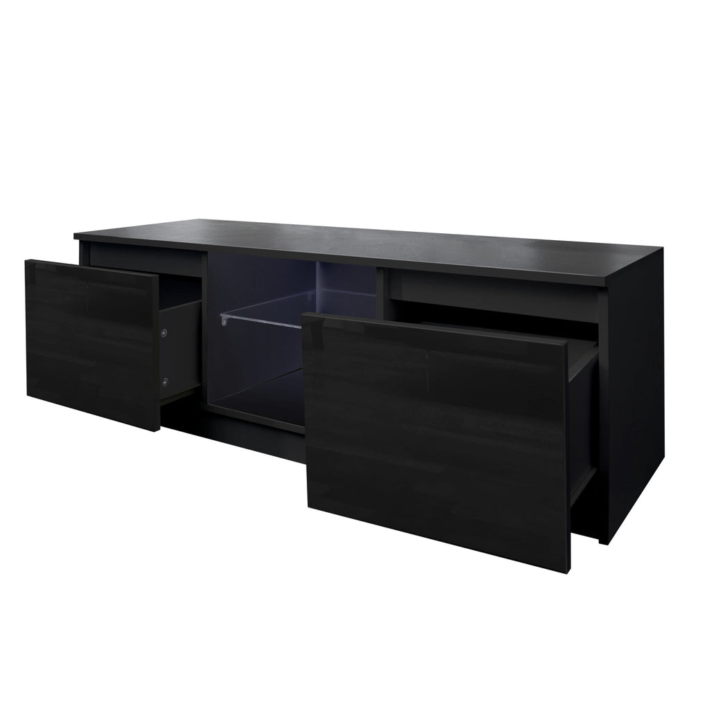 TV Cabinet Wholesale, White TV Stand with Lights, Modern LED TV Cabinet with Storage Drawers, Living Room Entertainment Center Media Console Table RT - Deals Kiosk