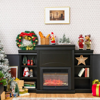 70 Inch Modern Fireplace Media Entertainment Center with Bookcase - Deals Kiosk