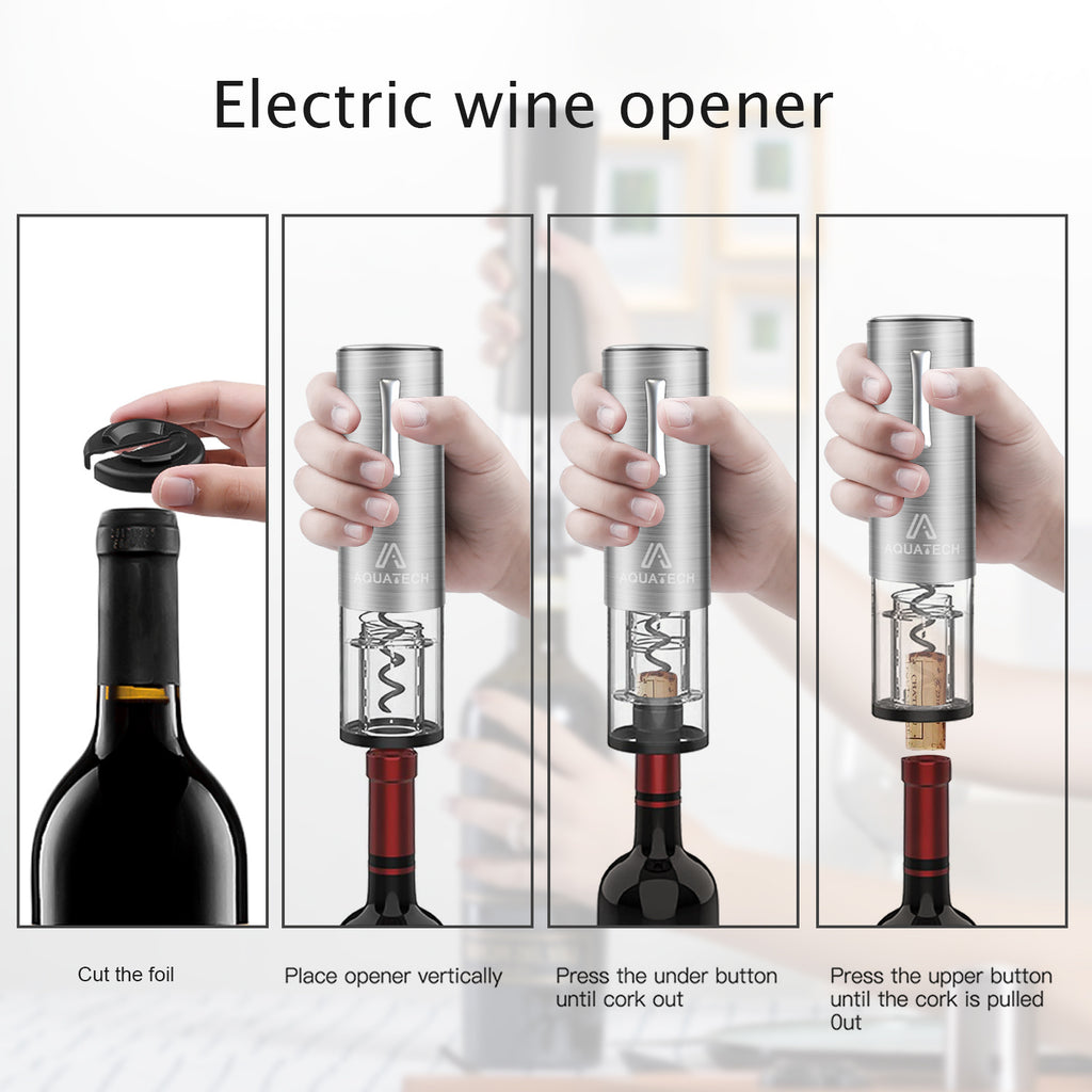 Electric Wine opener set Wine Gift Set,4 in 1 set,Includes Stainless Steel Electric wine opener,Pourer,Vacuum stopper,Foil cutter&Charging Line - Deals Kiosk