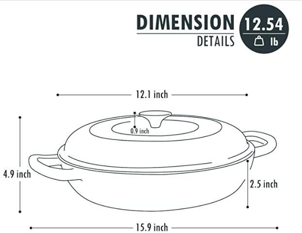 COOKWIN Cast Iron Casserole Braiser, 3.8 Quart,Heavy Duty Casserole Skillet with Lid and Dual Handles, Porcelain Enameled Surface Cookware Pot - Deals Kiosk