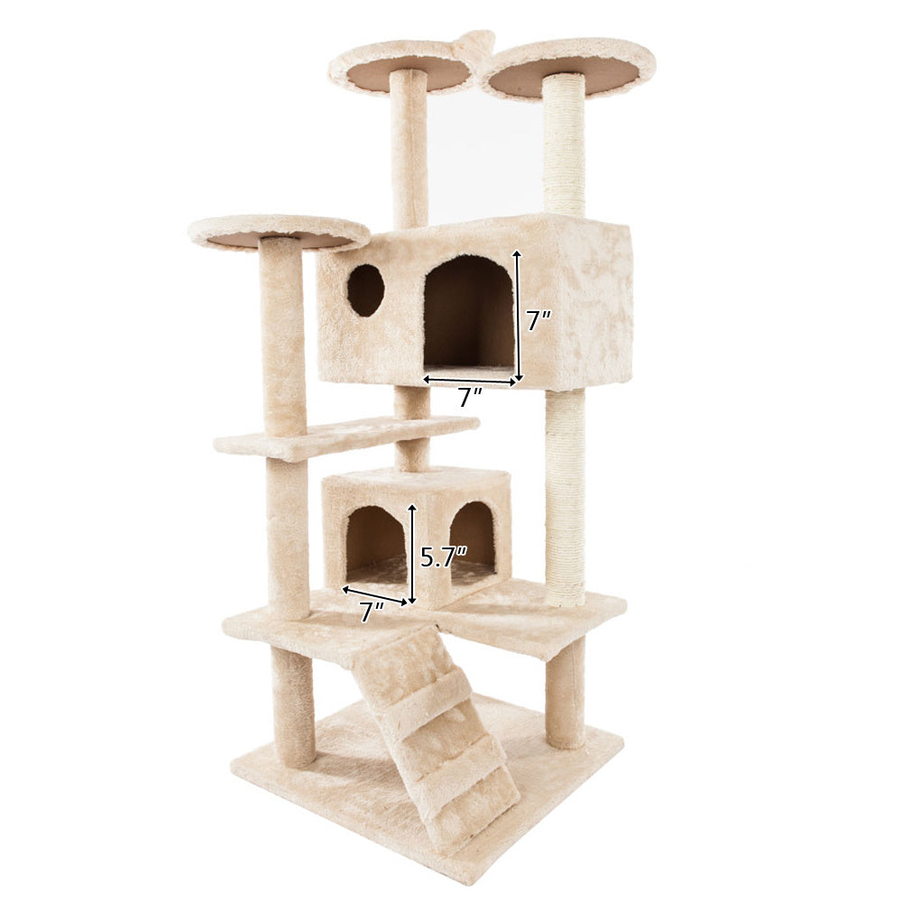 52" Solid Cute Sisal Rope Plush Cat Climb Tree Cat Tower - Deals Kiosk