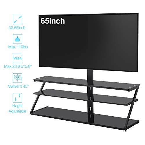 Universal TV Stand Tempered Glass TV Stand Height DjustableTV Stand with Mount 32-65 inch TV - Deals Kiosk