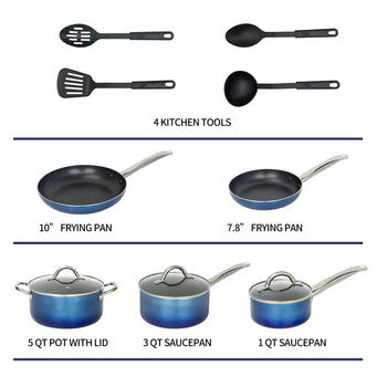 Kitchen Cookware Sets, Nonstick Pots and Pans Set, 12 Pcs, Non Sticking Granite Cookware, Induction Cookware Set, Dishwasher and Oven Safe - Deals Kiosk