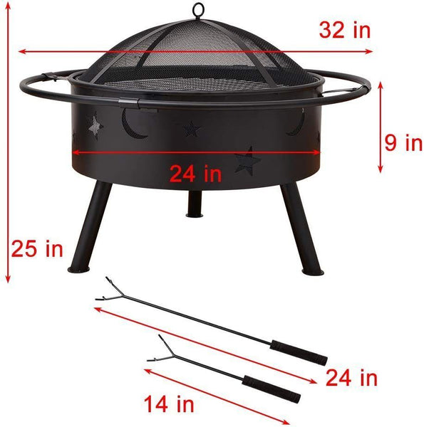 [DO NOT SOLD ON AMAZON]Outdoor Wood Burning Large Fireplace, 32 Inch Steel Round Firepit Bowl with BBQ Grill, Cooking Grate, Spark Screen, Fire Poker, Cover, Portable Fire Pit for Outside - Deals Kiosk