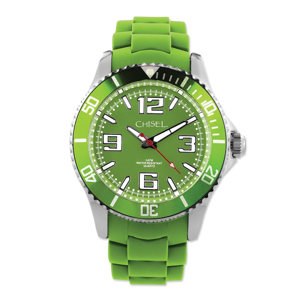 Mens Chisel Green Silicone Strap Watch - Deals Kiosk